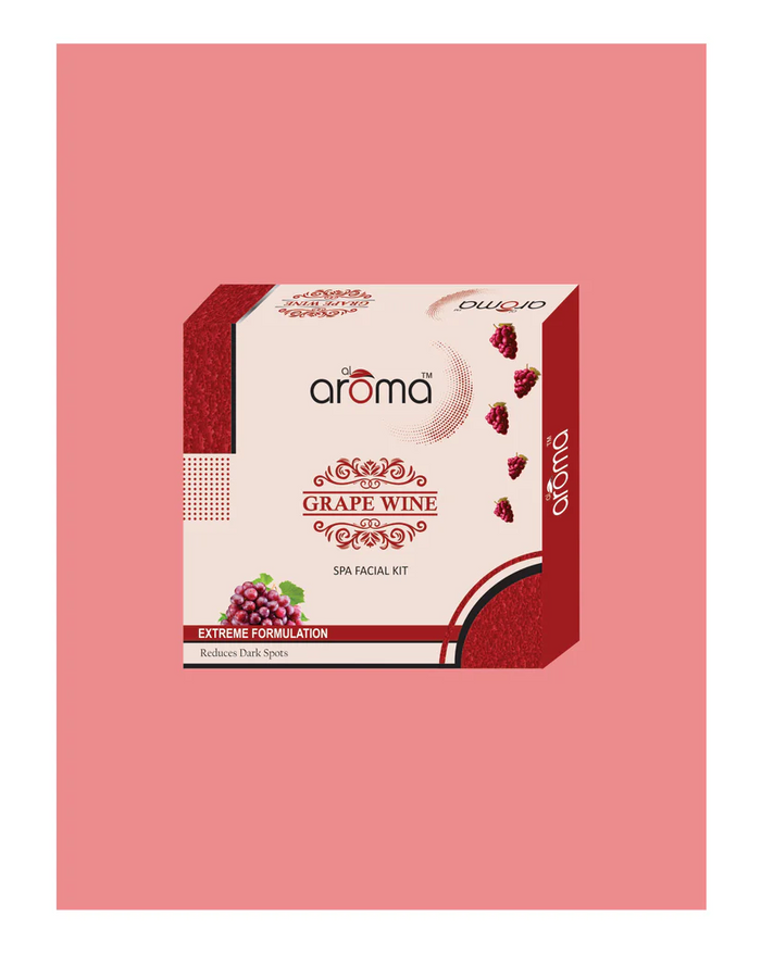 AROMA Alaroma Grape Wine Facial Kit For Anti-Aging and Radiant Skin, Enriched with Grape and Wine Extracts, Boosts Collagen, Reduces Fine Lines, and Enhances Glow, Suitable for All Skin Types, Complete Facial Kit for Women and Men 290G