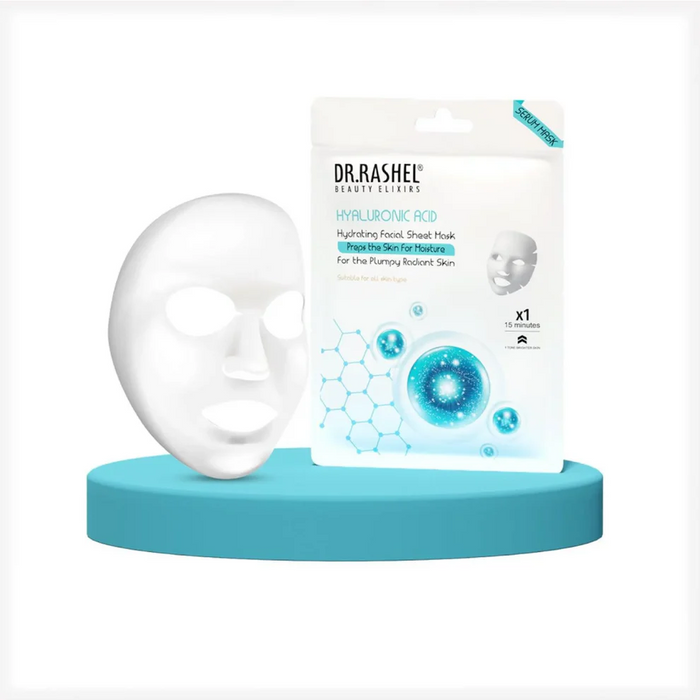 DR.RASHEL Hyaluronic Face Sheet Mask With Serum For Women And Men | All Skin Types | Repairing & Nourishment | Soothing And Hydrating | Paraben Free |