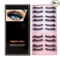 COSLUXE IMAGIC PROfessional Synthetic Fibers False Eyelashes, Natural & soft 100% Handmade 3D Eyelashes Pack 10 Pairs