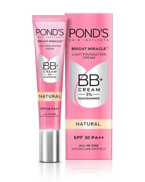 POND'S BRIGHT MIRACLE LIGHT FOUNDATION CREAM BB+ CREAM 3% NIACINAMIDE SPF 30 PA++ 18G