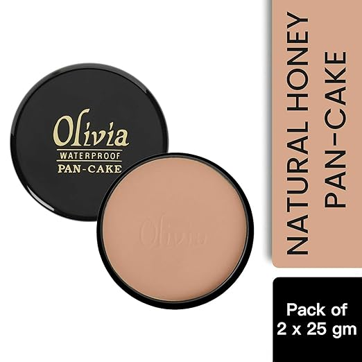 Olivia Pan Cake 100% Waterproof 25g | Full Coverage Makeup Base | Smudge-Proof & Sweat-Resistant | Long-Lasting Velvety Finish | Hides Blemishes | For All Skin Types |
