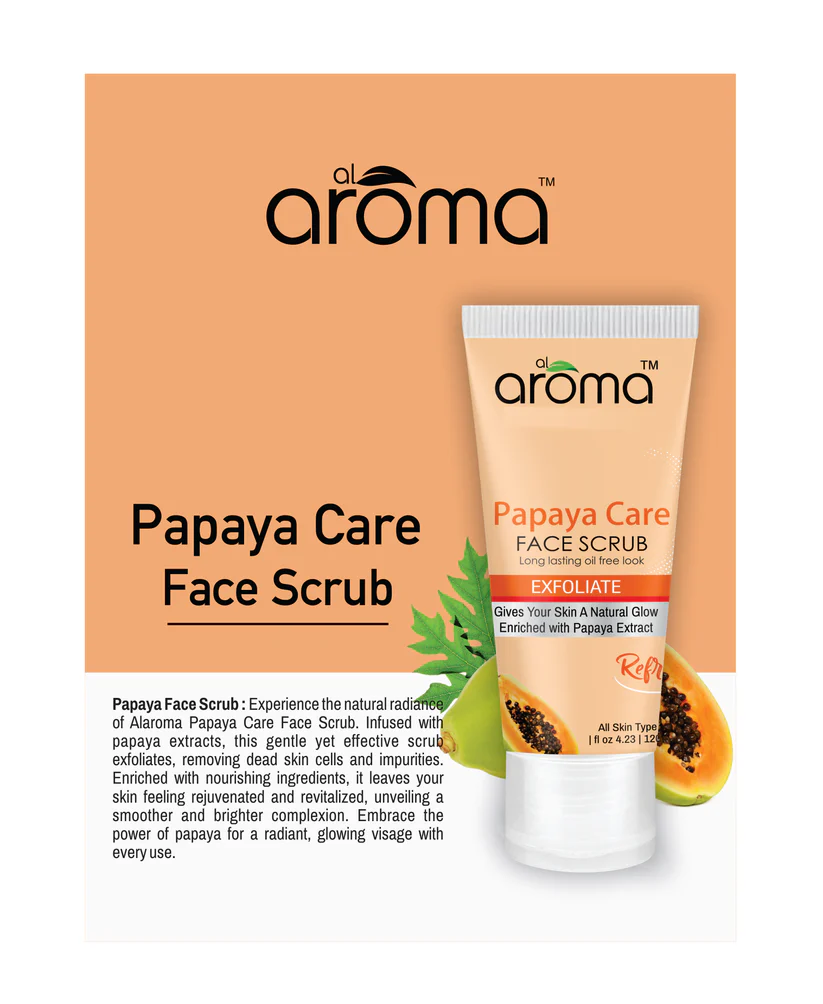 AROMA LEAFS Papaya Care Face Scrub – Tan Removal & Brightening Scrub for Smooth, Glowing Skin