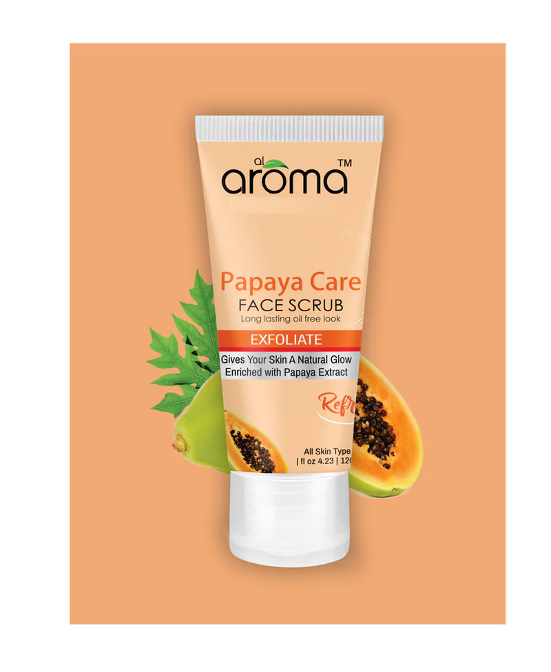 AROMA LEAFS Papaya Care Face Scrub – Tan Removal & Brightening Scrub for Smooth, Glowing Skin