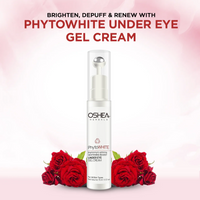 Oshea Herbals PhytoWhite Under Eye Gel Cream Roll-On for Women & Men | Brightens & Deeply Hydrates | Reduces Dark Circles, Puffiness & Tired Eyes | Enriched with Rose & Vitamin K | All Skin Types 15ml