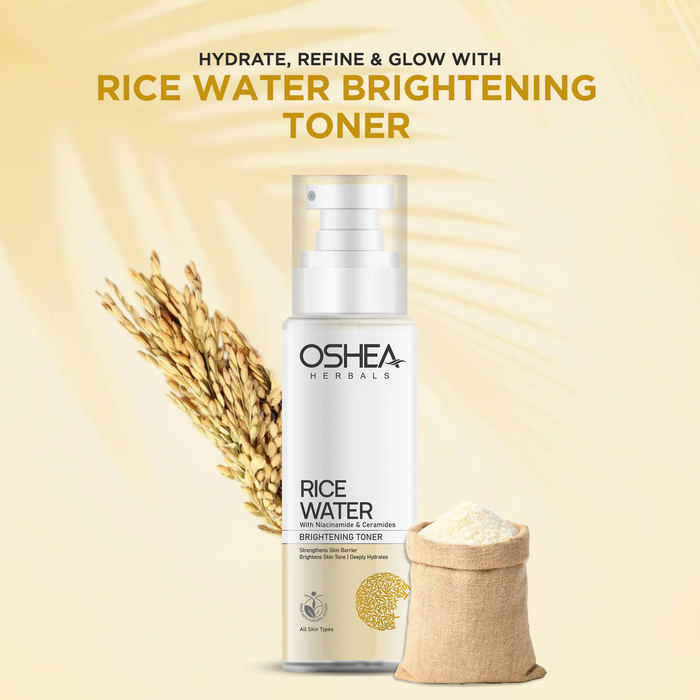 OSHEA HERBALS RICE WATER WITH NIACINAMIDE & CERAMIDES BRIGHTENING TONER 120ML
