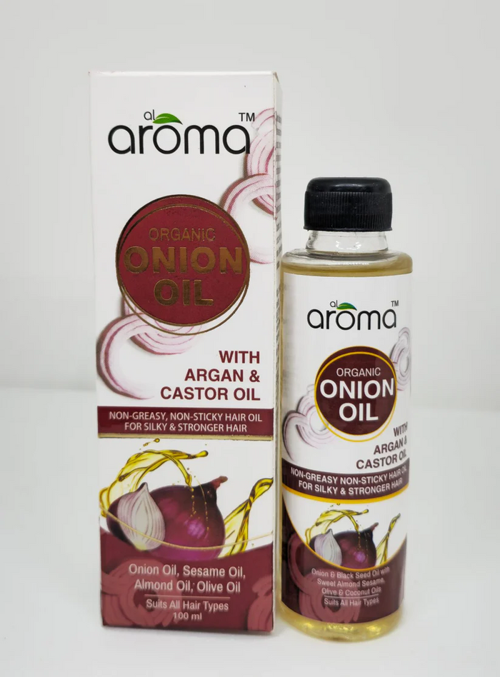AROMA Organic Onion Hair Oil – Hair Fall Control & Growth Booster with Red Onion, Black Seed & Vitamin E 100ML