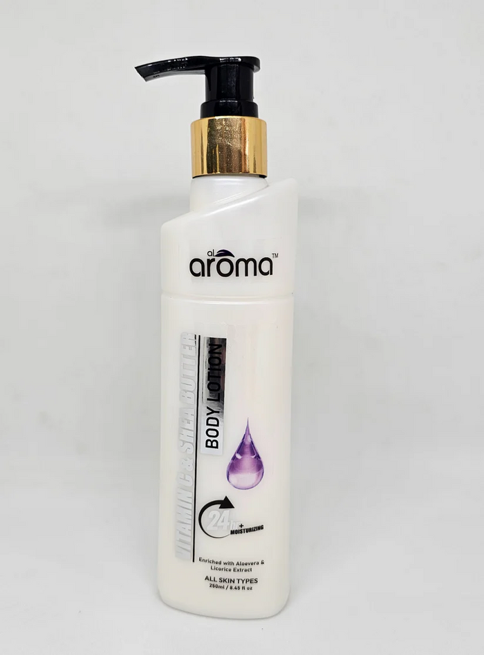 AROMA Vitamin C & Shea Butter Body Lotion – Brightening & Deep Moisturizing Lotion for Soft, Glowing Skin
