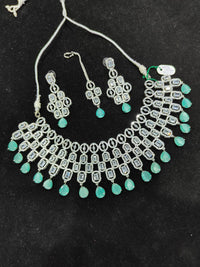 AMERICAN DIAMOND NECKLACE SET STONE PARTY WEAR PREMIUM DESIGN JEWELLERY
