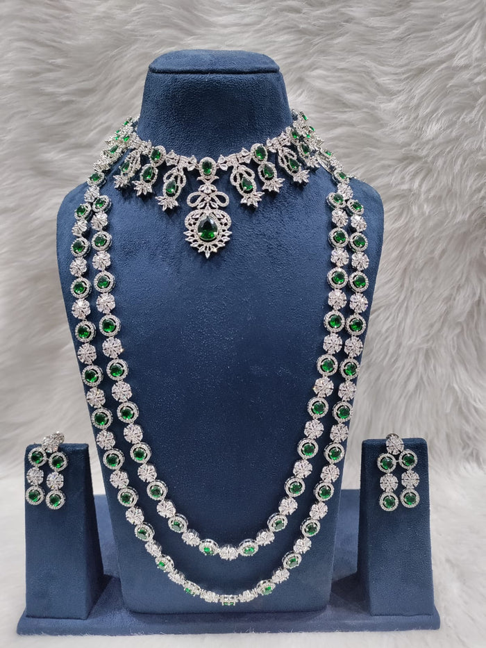 WEDDING JEWELLERY SET ELEGANT AMERICAN DIAMOND NECKLACE SET