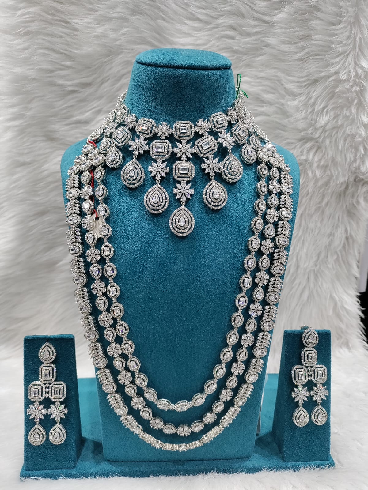 WHITE AMERICAN DIAMOND BRIDAL JEWELLERY SET