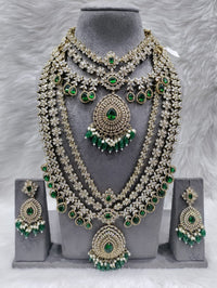 GREEN AMERICAN DIAMOND BRIDAL NECKLACE SET