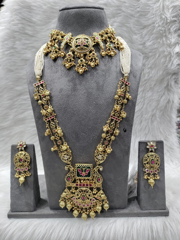TRADITIONAL SOUTH INDIAN LONG BRIDAL NECKLACE SET