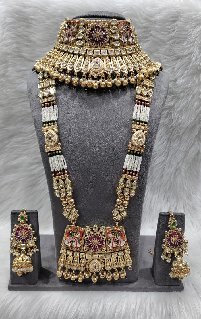 TRADITIONAL INDIAN BRIDAL LONG ROYAL NECKLACE SET
