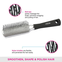 VEGA HAIR FLAT BRUSH SMOOTH AND SHINY HAIR - R10-FB