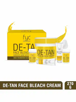FYC PROFESSIONAL De Tan Face Bleach Cream-Fades Tan Discoloration & Uneven Skin Tone | Instant Brightening Formula (270g)