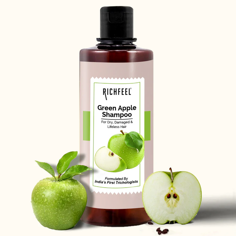 RICHFEEL NATURAL GREEN APPLE SHAMPOO FOR DRY DAMAGED & LIFELESS HAIR 500ML