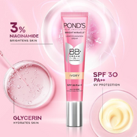 POND'S BRIGHT MIRACLE LIGHT FOUNDATION CREAM BB+ CREAM 3% NIACINAMIDE SPF 30 PA++ 18G