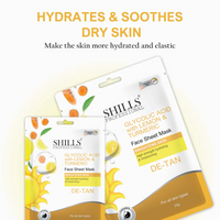 SHILLS PROFESSIONAL DE-TAN GLYCOLIC ACID WITH LEMON & TURMERIC FACE SHEET MASK BRIGHTENS SKIN