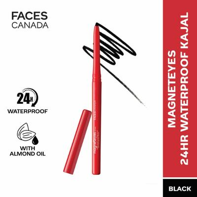 FACES CANADA MAGNETEYES KAJAL 24HR WATER PROOF WITH ALMOND OIL INTENSE BLACK