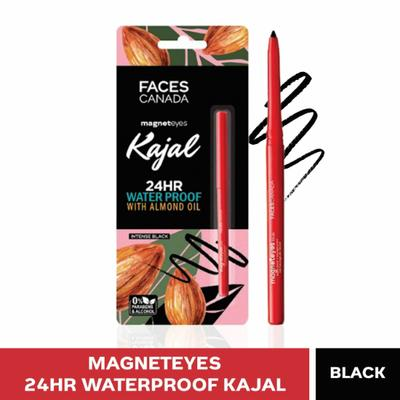FACES CANADA MAGNETEYES KAJAL 24HR WATER PROOF WITH ALMOND OIL INTENSE BLACK